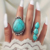 Resim Vintage Bohemian Style Büyük Turkuaz 2 Adet Kadınlar İçin Halka Seti, Sentetik Turkuaz İşlemeli Çinko Alaşımlı, Retro Bitiş, Günlük Kullanım veya Hediye Verme İçin Mükemmel, Bohem Modası|Vintage Bohemian Style|Çinko Alaşımlı Halka 