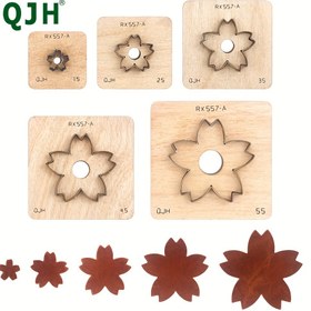 Resim Çiçek Yaprakları Suni Deri Kesim Kalıbı - El Yapımı Yıldızlar & Delme için DIY El Bıçağı, Ahşap/Karbon Çelik 