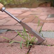 Resim 1 Adet Ergonomik Ahşap Saplı Paslanmaz Çelik El Tipi Yabani Otlar Temizleme Aleti - Çok Amaçlı Kanca Şekilli Bahçe Bıçağı, Toprak İşleme ve Kazıma için Dayanıklı & Rahat Tasarım 