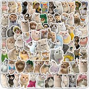 Resim 100 adet Sevimli Kedi Hayvan Çıkartmaları - Scrapbooking, Günlük Tutma, Dizüstü Bilgisayarlar, Su Şişeleri ve Daha Fazlası için Estetik Vinil Etiketler - Renkli Karikatür Kedi Tasarımları, Yeniden Kullanılabilir ve Kendinden Yapışkanlı, Kedi Aksesuarları 
