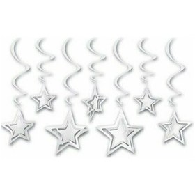 Resim 10 Lu 3d Yıldız Tavan Sarkıt Süs Sedef Rengi Standart 