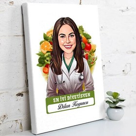 Resim Karikatürlü En İyi kadın Diyetisyen Kanvas Tablo 