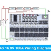 Resim 5S/4S/3S BMS 100A 21V-12V Li-ion/LMO/Ternary Pil Koruma Kartı, Denge Şarj & 18650 Hücre Koruma - PCB Montaj, Bakır Alaşım Kontaklar, DIY Pil Paketleri için Kaynak Terminali 