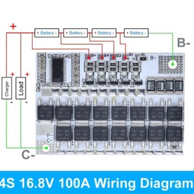Resim 5S/4S/3S BMS 100A 21V-12V Li-ion/LMO/Ternary Pil Koruma Kartı, Denge Şarj & 18650 Hücre Koruma - PCB Montaj, Bakır Alaşım Kontaklar, DIY Pil Paketleri için Kaynak Terminali 