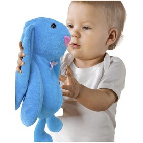 Resim Uyku Arkadaşım Papyonlu Uzun Kulak Bunny Peluş Tavşan Turkuaz 