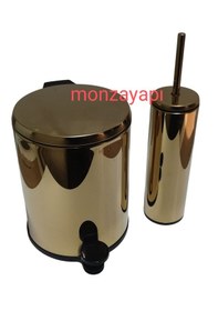 Resim Primanova Cigo Çelik Çöp Kovası 6lt Ve Tuvalet Fırçası Altın 