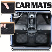 Resim Honeybeeshop Tesla Model 3 2019-2023 Premium 3 Katmanlı Siyah Siyah Izgara Çizgisi Zemin Matı 