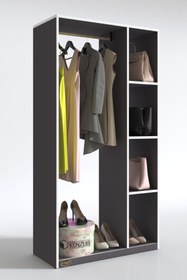 Resim Kenzlife Giysi Dolabı Alpaslan 175*90*40 Gri Gardırop 
