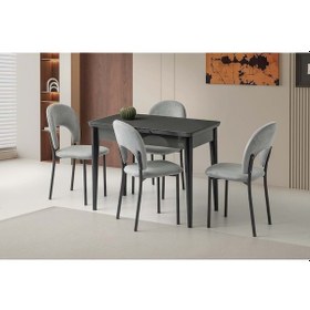 Resim Koyu Gri Mobilgen Ay Sandalye 100+25 Kelebek Tekno Kenar Açılabilir Masa Takımı Koyu Gri 