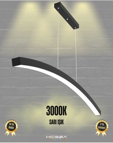 Resim Luna Siyah Kasa, Sarı Işık Modern Sarkıt Led Avize Siyah 
