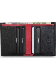 Resim Guard Siyah/Kırmızı Mini Hakiki Deri Erkek Cüzdan 