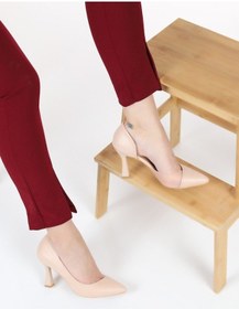 Resim Feles Kadeh Topuk Yanı Şeffaf Stiletto Kadın Topuklu Ayakkabı Ten 