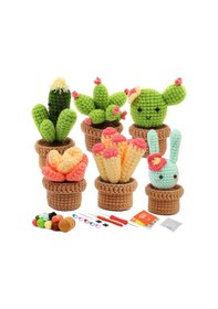 Resim Yifomall 6 Farklı Sukulent Desenli Saksı Bitkisi Örgü Seti - Başlangıçcı Dost Malzeme Paketi İp, İğneler, Talimatlar 