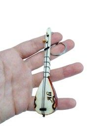 Resim biuti İsim Yazdırılabilir Ahşap Minyatür Bağlama Anahtarlık/Dikiz Ayna Süsü El Yapımı Kişiye Özel Hediye 