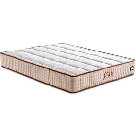Resim Star Yatak 140x200 Cm Çift Kişilik Nms Yaylı Saten Kumaşlı Full Ortopedik Sert Yatak Krem Bordür 