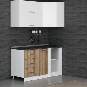 Resim Minar 150CM Köşe Mutfak Dolabı - Beyaz/dore K150-D4 