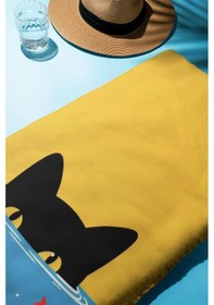 Resim Dijital Baskı Plaj Deniz Havlusu Kedi Desenli Peştamal Hvl0033 Renkli 