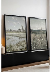 Resim Huhuli Ahşap Siyah Çerçeveli 2 Li Modern Tablo Huhu272 