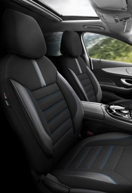 Resim Otom Limited Design Ortopedik Ekstra Destekli Oto Koltuk Kılıfı Tam Set - Siyah-Mavi 