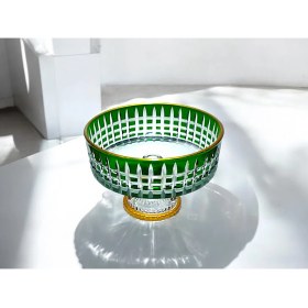 Resim Paşabahçe Gold Detay Yeşil Kristal Kesme Kase 25CM 