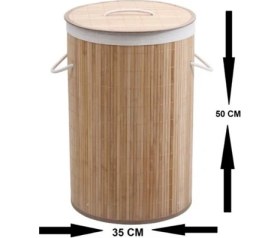 Resim Decohandy Yuvarlak Bambu Kirli Sepeti 