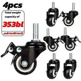 Resim Dashanshop 4 Parça 10mm Frenli Ağır Hizmet Döner Tekerlek 353 Kg Mobilya Tekerleği 