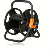 Resim Sağlam Metal Bahçe Hortumu Makarası - Dolaşma Önleyici Tasarım, Ergonomik Turuncu Saplı, Dayanıklı Yapı Çim ve Bahçeler İçin Uygun - Ev ve Profesyonel Bahçecilik için İdeal Silindirik Kulp 