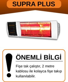 Resim Goldsun Supra Plus 2000 Watt GSS20P Kumandalı Suya Dayanıklı Elektrikli İnfrared Isıtıcı-Beyaz 