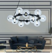 Resim Neval 12'li Yuvarlak Siyah 13 Watt Gold Oturma Odası, Salon Sarkıt Avize Siyah 