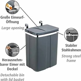 Resim Karokstore Kapı Atık Kutusu 12L Dolap Atık Kutusu Mutfak Atık Kutusu Gri 