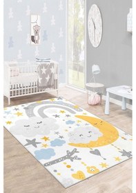 Resim West Home Makinede Yıkanabilir Kaymaz Taban Leke Tutmaz Yıldz Temalı Bebek Ve Çocuk Halısı Wh 574 White Beyaz 