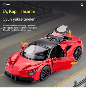 Resim Aurora Mini Alaşımlı Küçükspor Arabalı Modeli Oyuncu Arabalı Kırmızı Kırmızı 