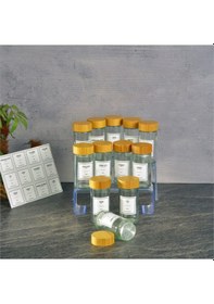 Resim Bambu Kapaklı 12'li Cam Yuvarlak Baharatlık Seti Şık Ve Pratik Baharat Saklama Çözümü Bej 