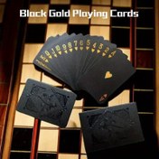 Resim Vintage Tarzı Siyah & Altın Su Geçirmez Oyun Kartları - El Yapımı, Dayanıklı Plastik Poker Destesi Masa Oyunları & Sihir Numaraları İçin 
