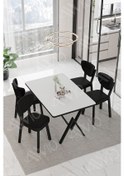 Resim Avvio Vanensi Elma Sandalye 80x120 Yemek Masası Mutfak Masası 4 Kişilik Masa Sandalye Takım Beyaz 