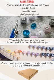 Resim Su'lepas Sayılarla Boyama Çerçeveli Hobi Seti Numaralı Tuval Fırça Boya Dahil Kasnaklı ÇİLEK AĞACI 40X50 Cm 
