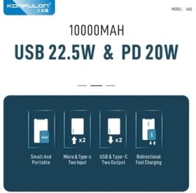 Resim Skygo Konfulon Mini Powerbank 10000MAH 22.5W ve PD20W Type-C Input ve Output 11 12 13 14 15 Uyumlu Powerbank Beyaz Renk Güç Bankası A6Q (Beyaz - A6Q) 