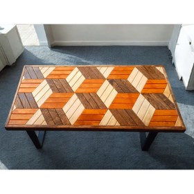 Resim MİRRORSS 3D Geometrik Küp Desenli Loft Dekoratif Orta sehpa 90 X 45 cm ofis sehpaları 