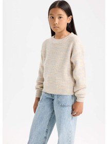 Resim DeFacto Kız Çocuk Oversize Geniş Kalıp Bisiklet Yaka Triko Kazak C9576A824WNPN181 Pembe 