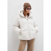 Resim Mavi Loose Fit Kapüşonlu Kadın Şişme Mont (M1110199-83746) 