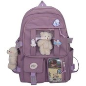 Resim Kadın Sırt Çantası Sevimli Kız Sırt Çantaları Kawaii Ayı Dekorasyonu Su Geçirmez Çok Cepli Okul Sırt Çantası Dizüstü Bilgisayar Kitap Paketi Matches The İmage Çok Renkli 