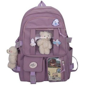 Resim Kadın Sırt Çantası Sevimli Kız Sırt Çantaları Kawaii Ayı Dekorasyonu Su Geçirmez Çok Cepli Okul Sırt Çantası Dizüstü Bilgisayar Kitap Paketi Matches The İmage Çok Renkli 