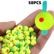 Resim 58 adet EVA Balıkçılık Yükseliği - Taze ve Tuzlu Su Balıkçılığı için Canlı Sarı ve Yeşil Toplar, Kedi Balığı, Levrek, Balık, Karides için Dayanıklı Yükselen Yemler - Paskalya, Sevgililer Günü, 4 Temmuz, Balıkçılık Yemi, Yaz Balıkçılık Ekipmanları, Eğlenceli Tasarım, Kaliteli Yükseliş Malzemesi 