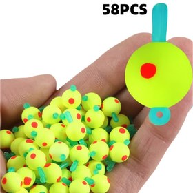 Resim 58 adet EVA Balıkçılık Yükseliği - Taze ve Tuzlu Su Balıkçılığı için Canlı Sarı ve Yeşil Toplar, Kedi Balığı, Levrek, Balık, Karides için Dayanıklı Yükselen Yemler - Paskalya, Sevgililer Günü, 4 Temmuz, Balıkçılık Yemi, Yaz Balıkçılık Ekipmanları, Eğlenceli Tasarım, Kaliteli Yükseliş Malzemesi 
