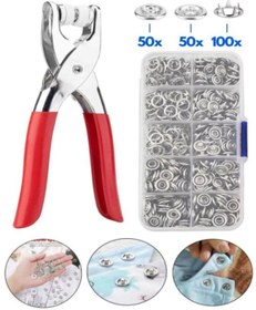 Resim Özasya AVM 200 adet Paslanmaz Çelik Çıtçıt ve Pense Seti Metal Çıt Çıt Makinesi 