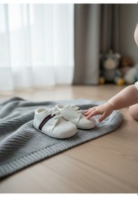 Resim Balbeybi Bebek Ayakkabısı İlk Adım Kaydırmaz Taban Ortopedik Günlük Spor Patik Beyaz 