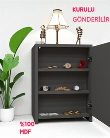 Resim KONAK EV EŞYALARI Bifur Gizli Bölmeli Komodin,MDF,Kurulu Gönderilir,Montaj Gerekmez 