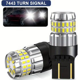 Resim 2 adet NLPEARL T20 LED 7443 W21/5W 7440 W21W 6500K Beyaz LED Ampul, 12V, Araba Park Yer Seçme Işığı, DRL Gündüz Koşu Lambası, Araba Sinyal Işıkları, Pil Olmadan 