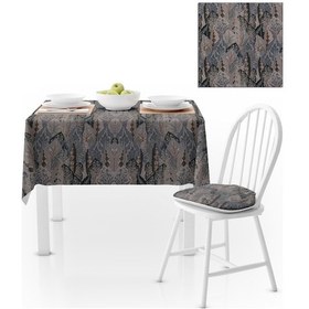 Resim Yaprak Desenli Vizon Antrasit Dijital Baskılı Petek Dokuma Masa Örtüsü 140x180 