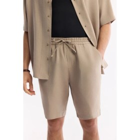 Resim AVVA Erkek Bej Beli Lastikli Bağcıklı Soft Touch Relaxed Fit Şort A51Y3703 